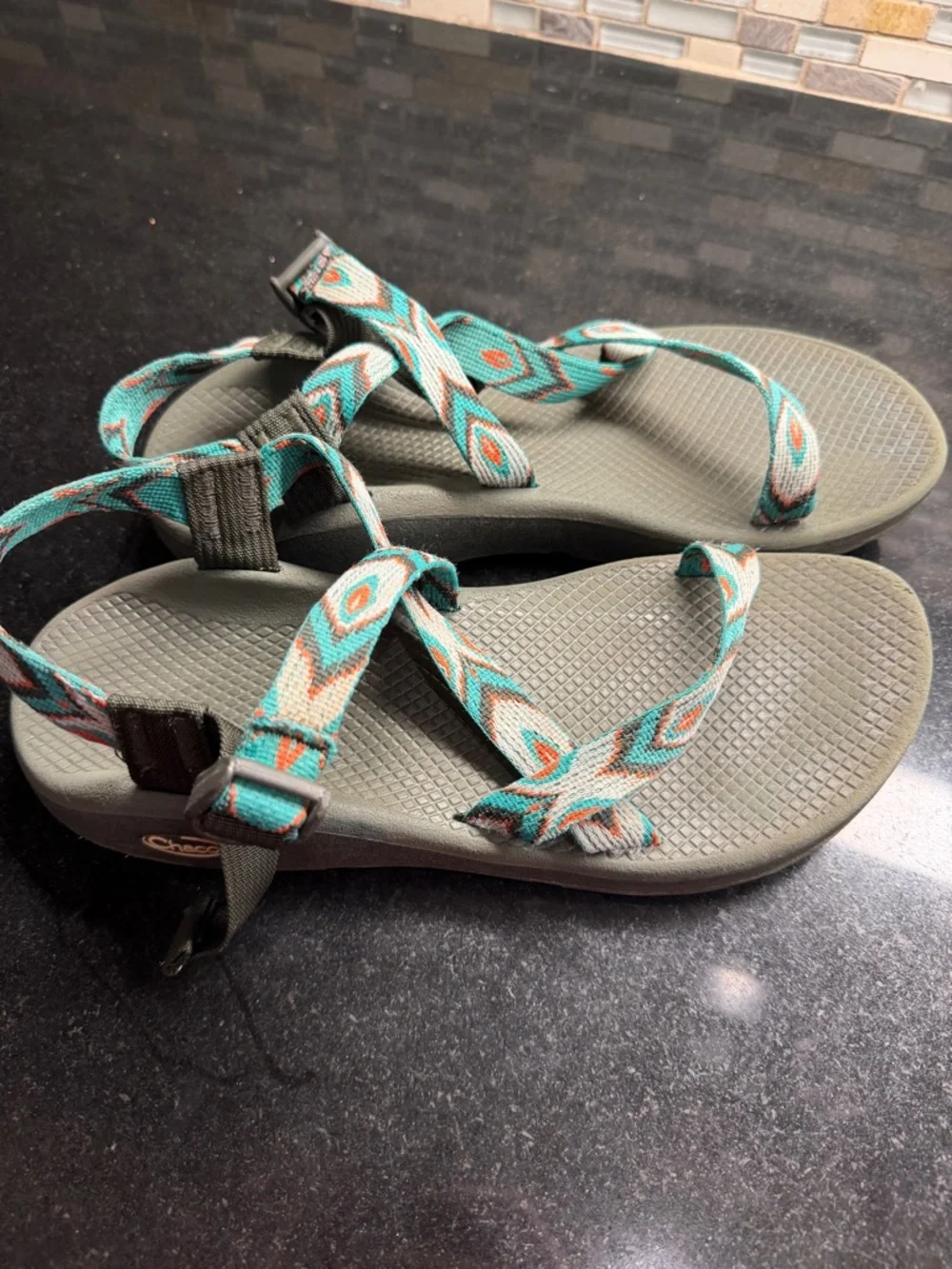Teva Women's Tegu Green and Multi Strappy Z1 Sandals